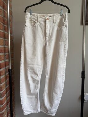 Pilcro Cream High-Waist Barrel Jeans - The Bow Boyfriend by Anthropologie